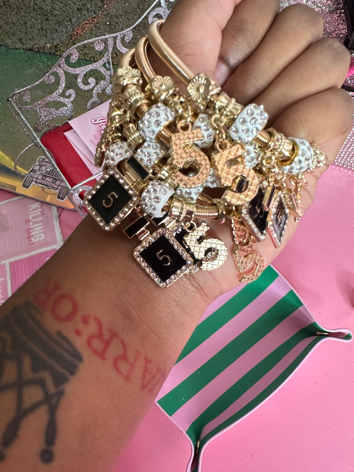 #5 gold charm bracelets