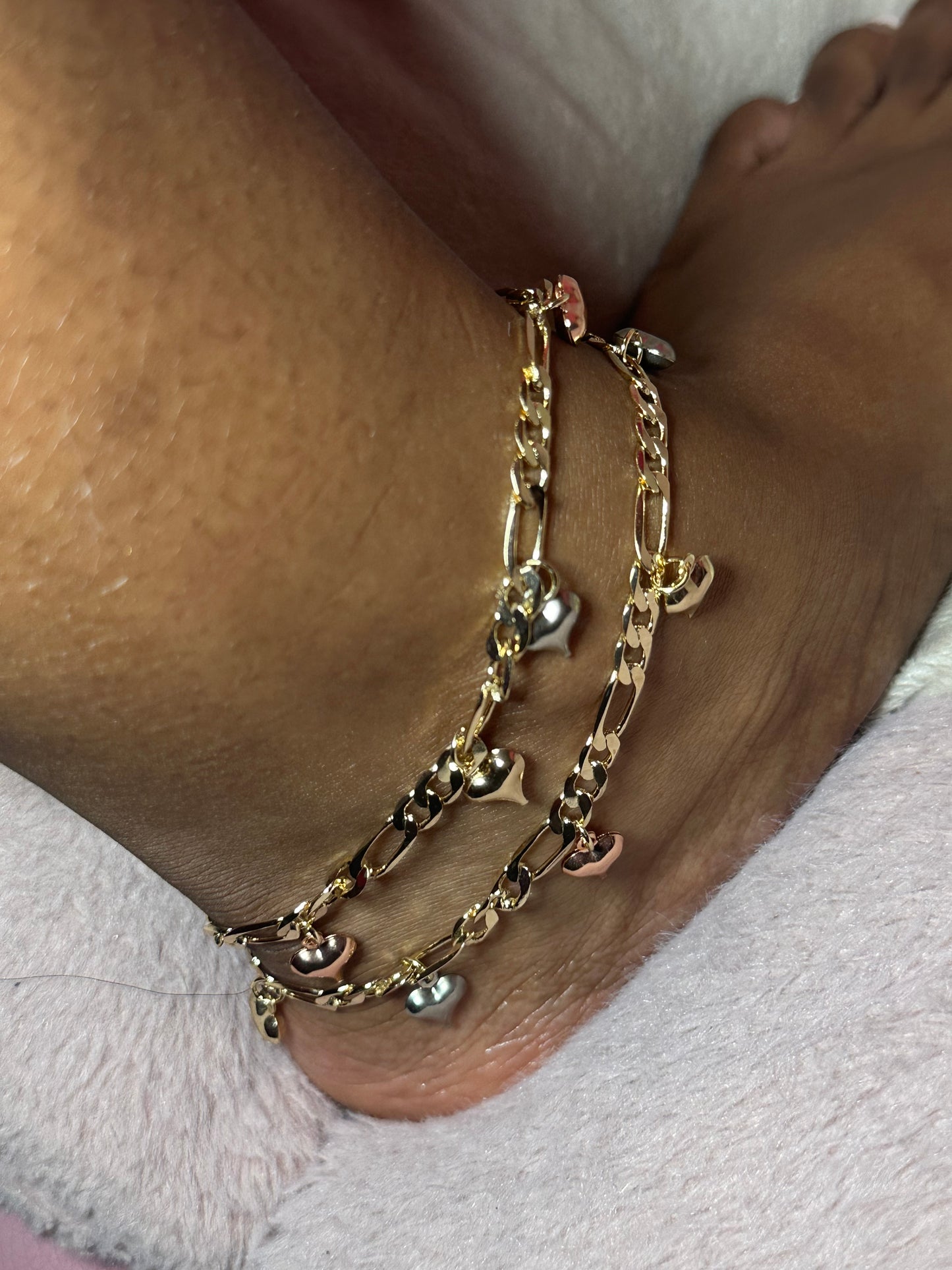 2pc trigold hearts anklet