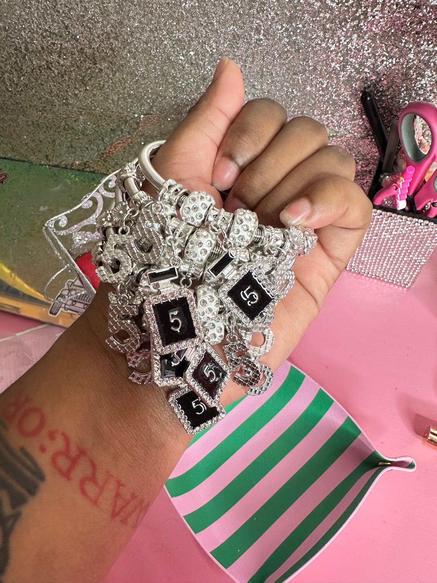 #5 silver charm bracelet