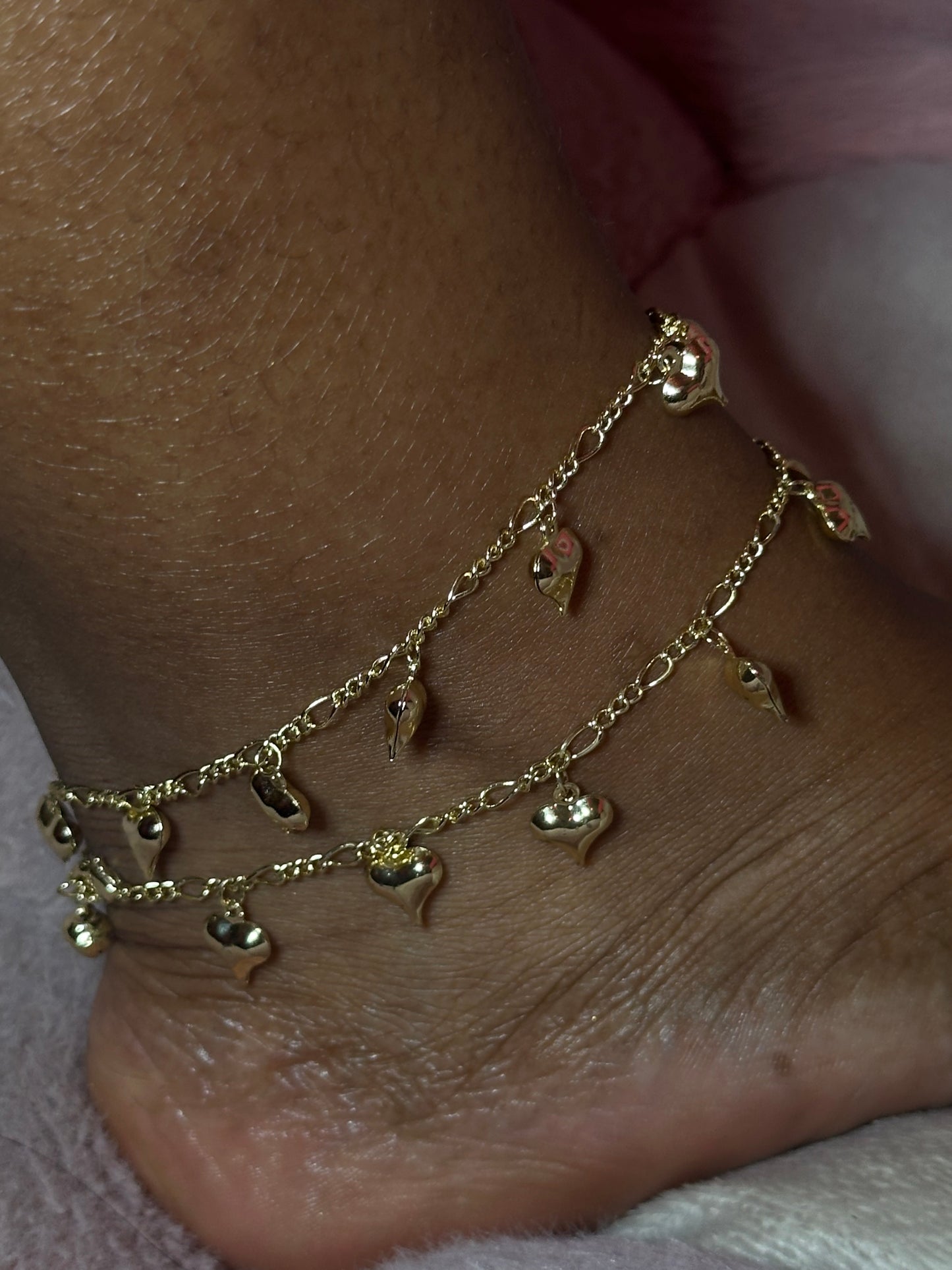 2pc mini hearts anklet