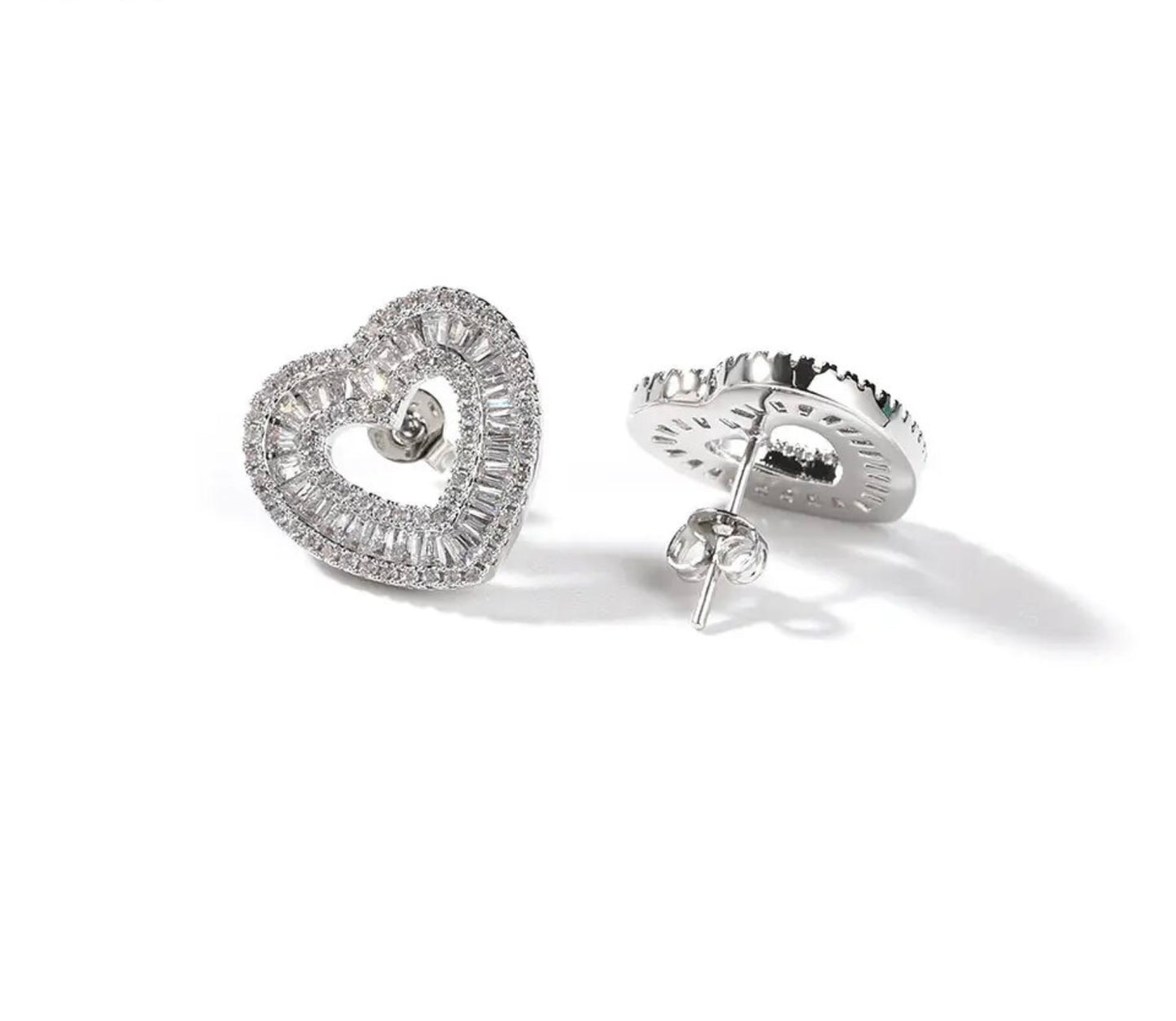 Icy heart studs