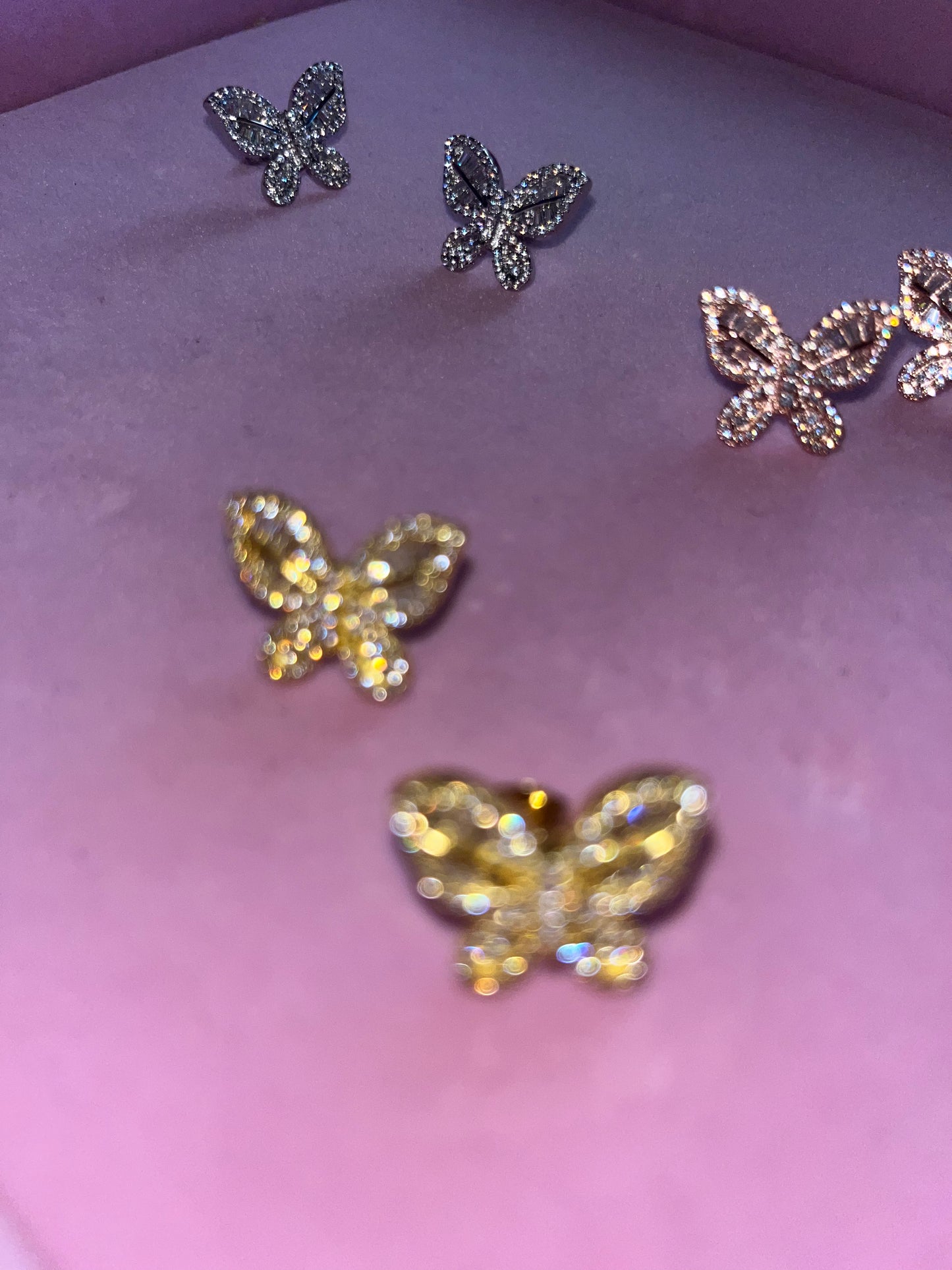 gold icy butterfly studs