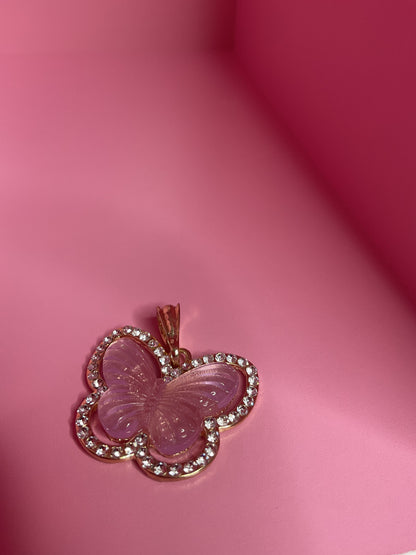 purple bling butterfly gold pendant