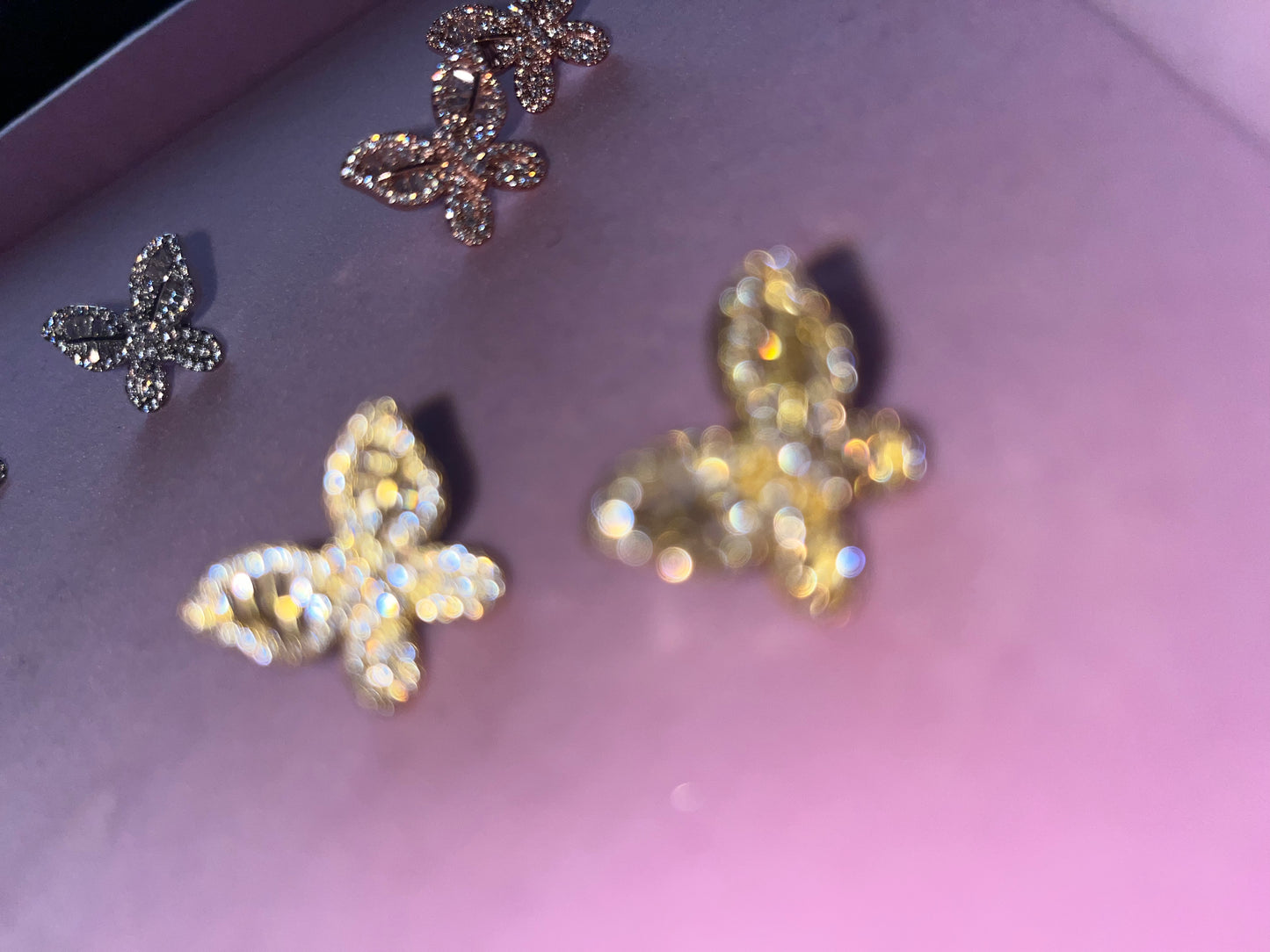 gold icy butterfly studs