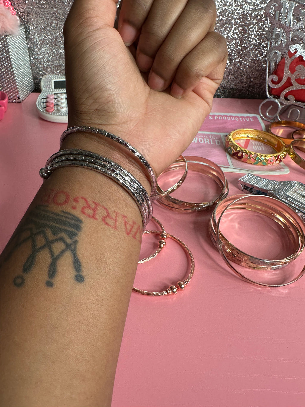 4pc silver adj bangle