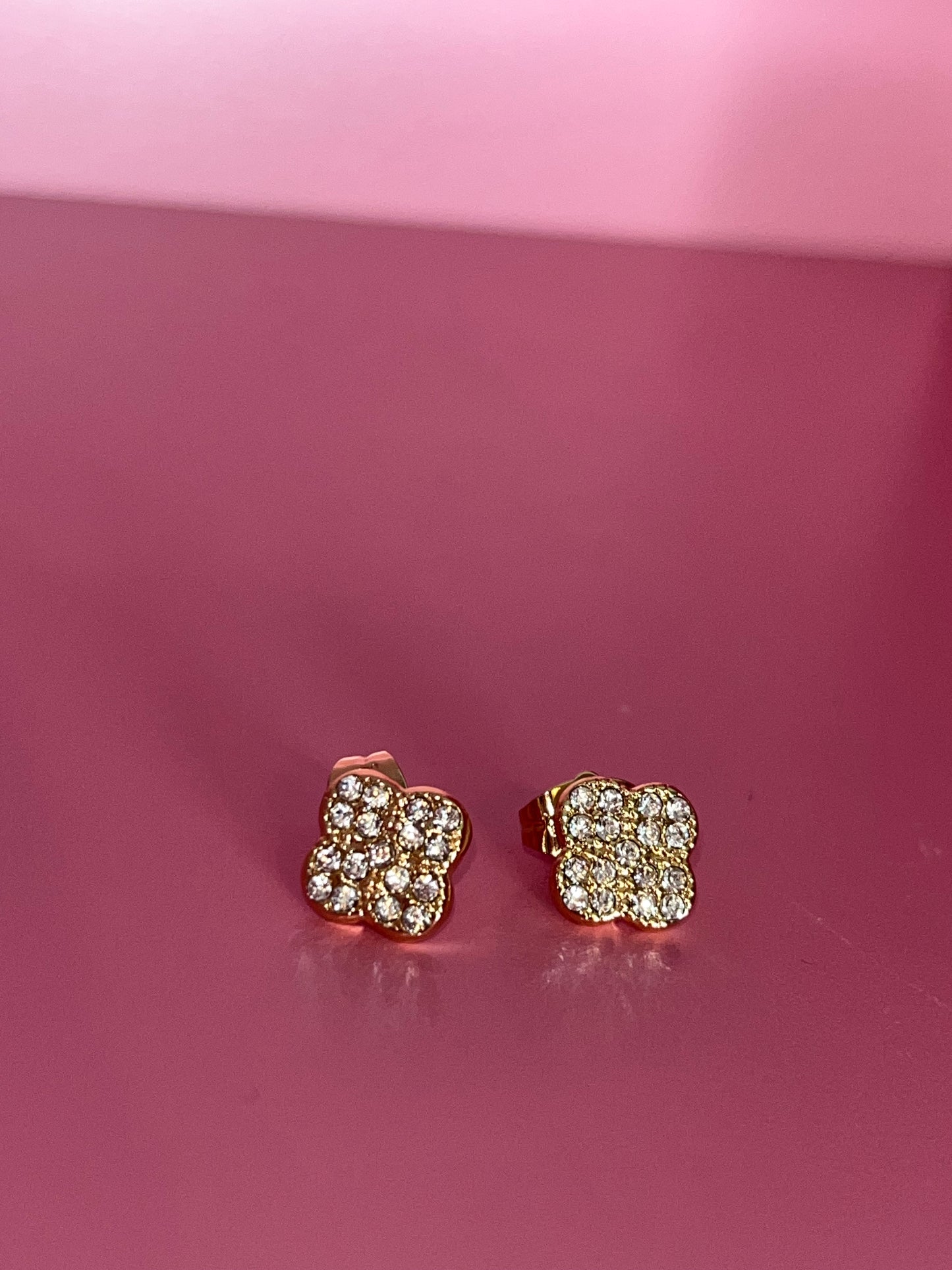gold icy clover studs
