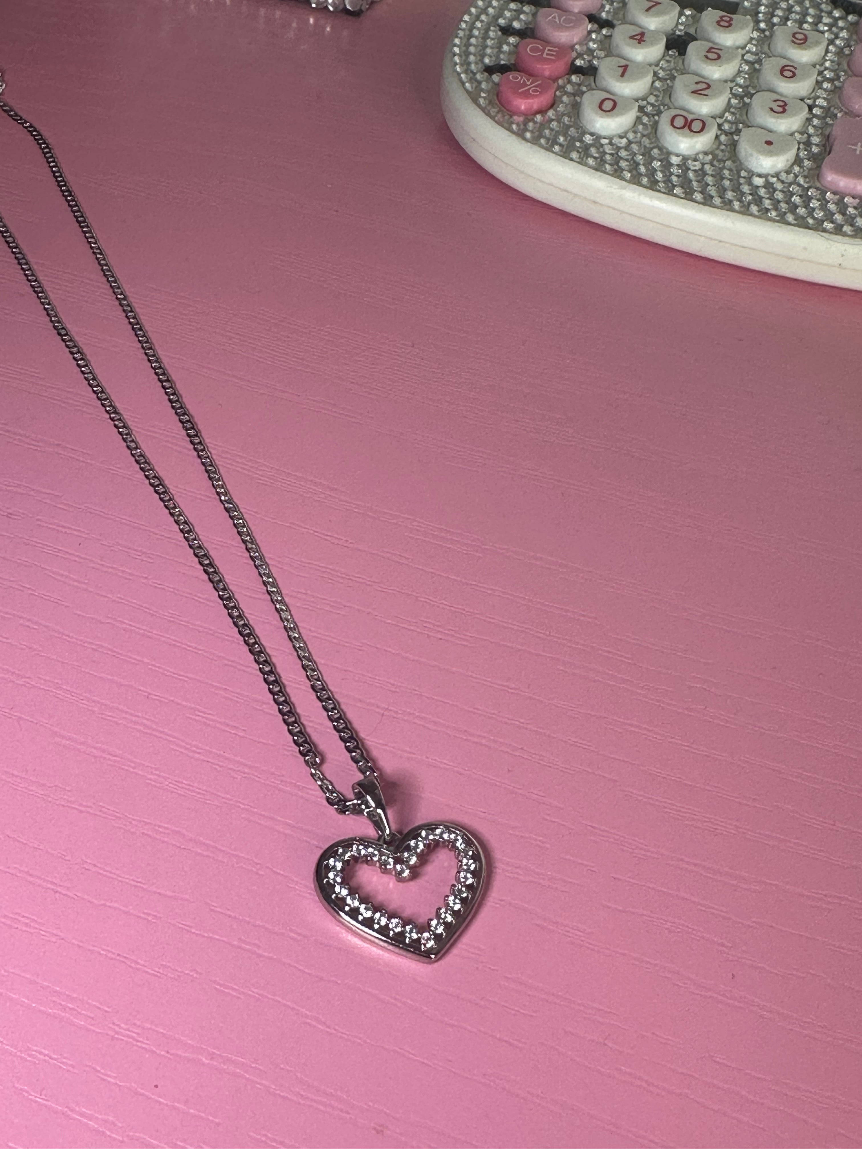 Silver open heart necklace