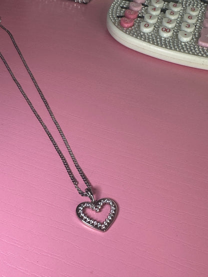 Silver open heart necklace