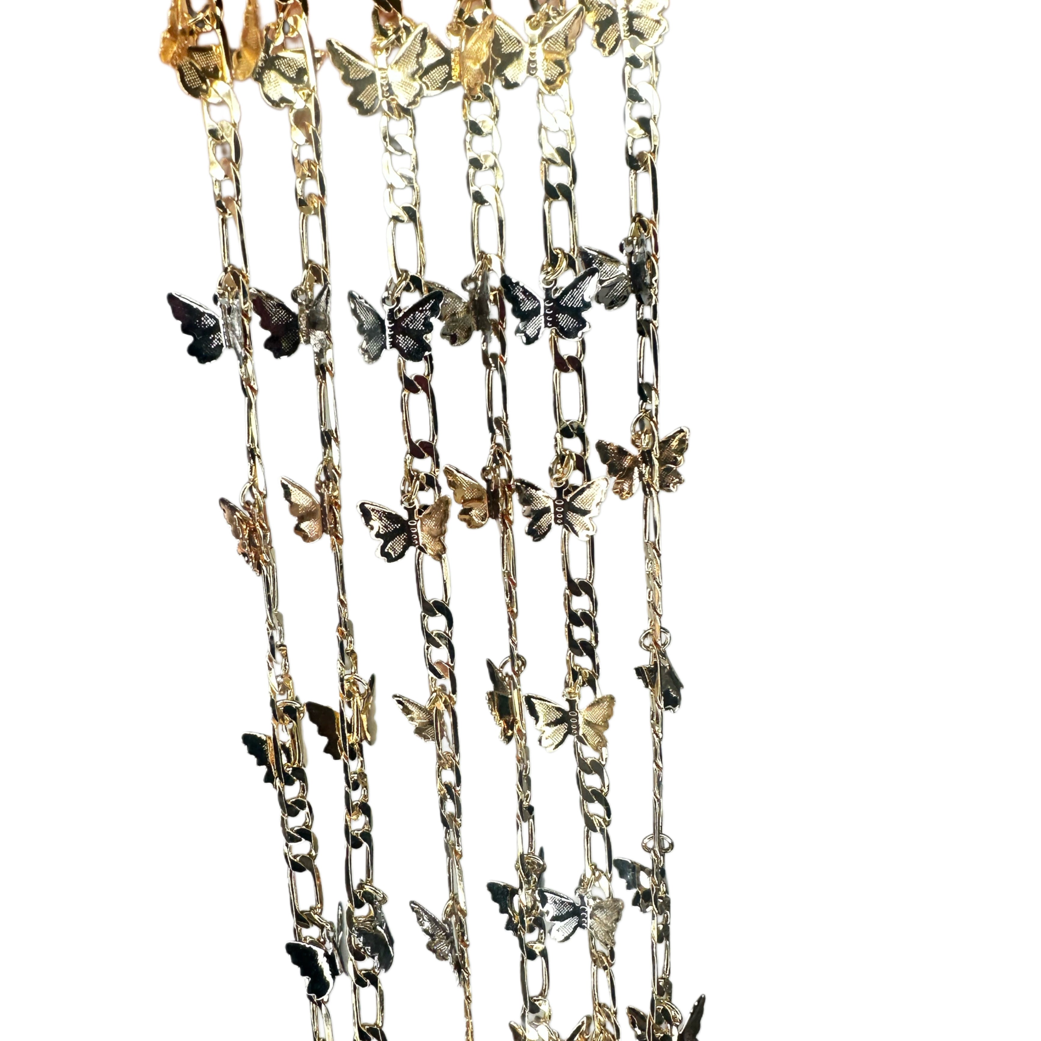 Tri gold adj butterfly anklet