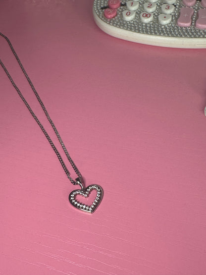 Silver open heart necklace