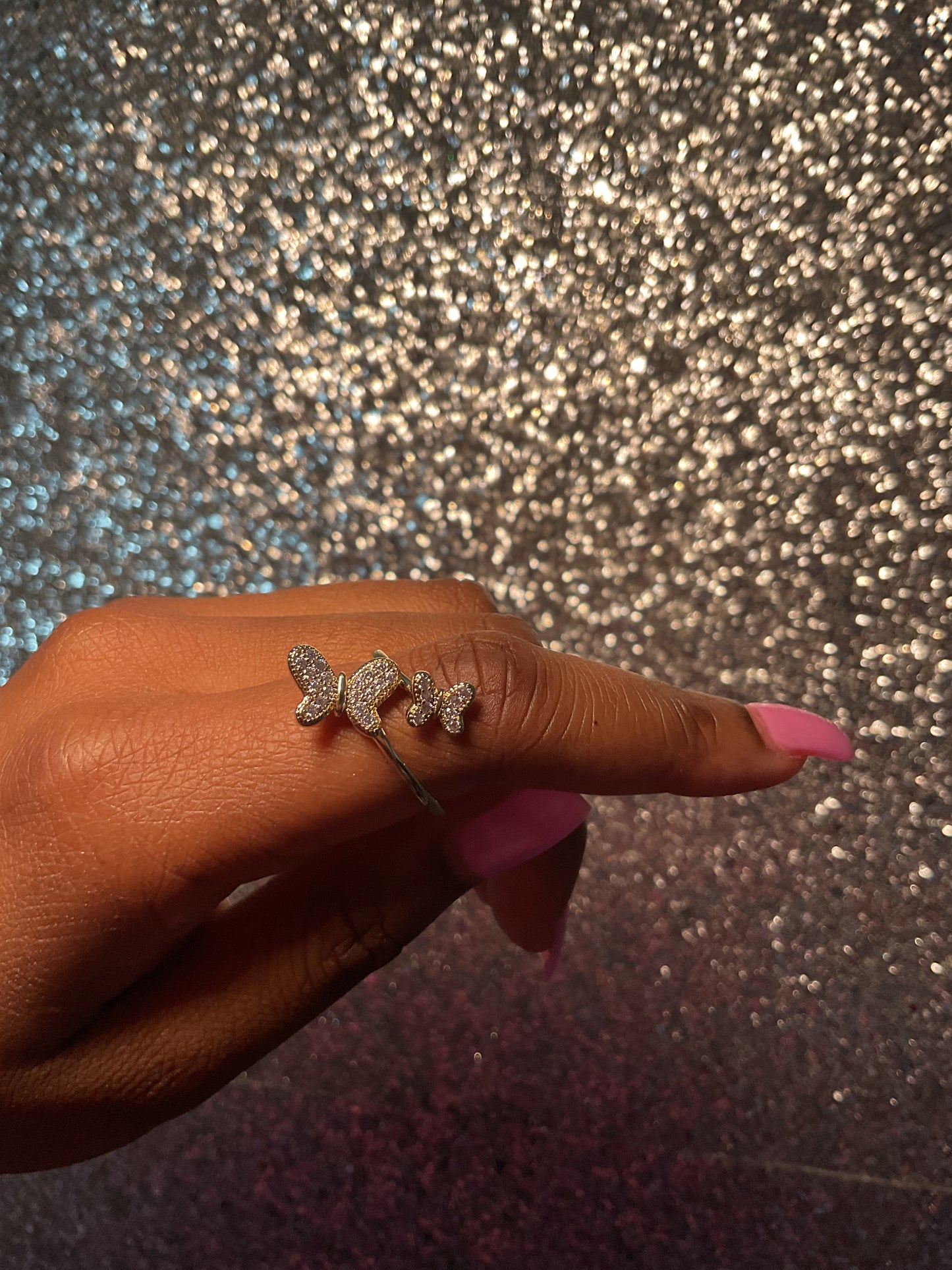 Gold ADJUSTABLE butterfly ring