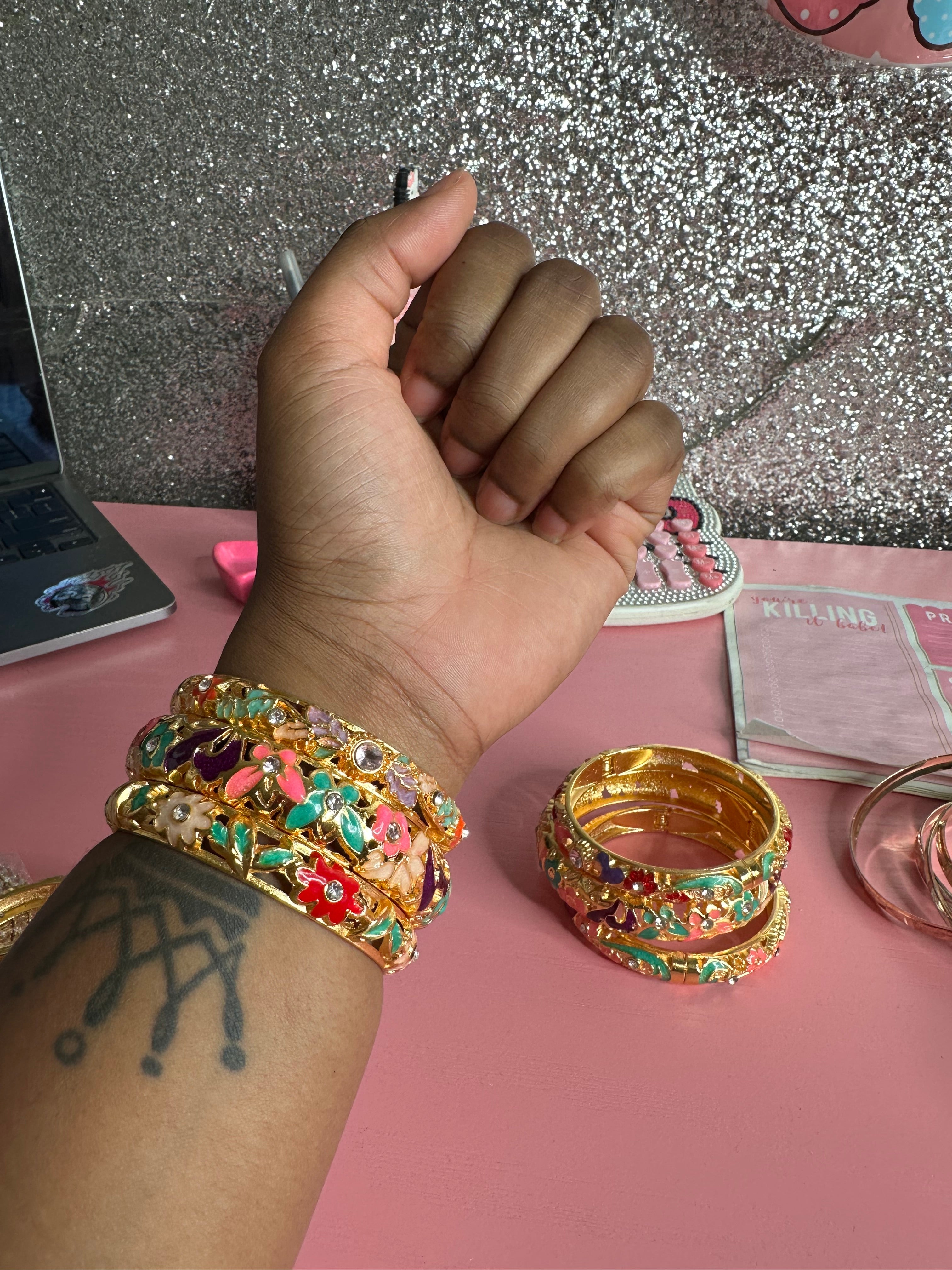 Colorful junk 3pc bangles