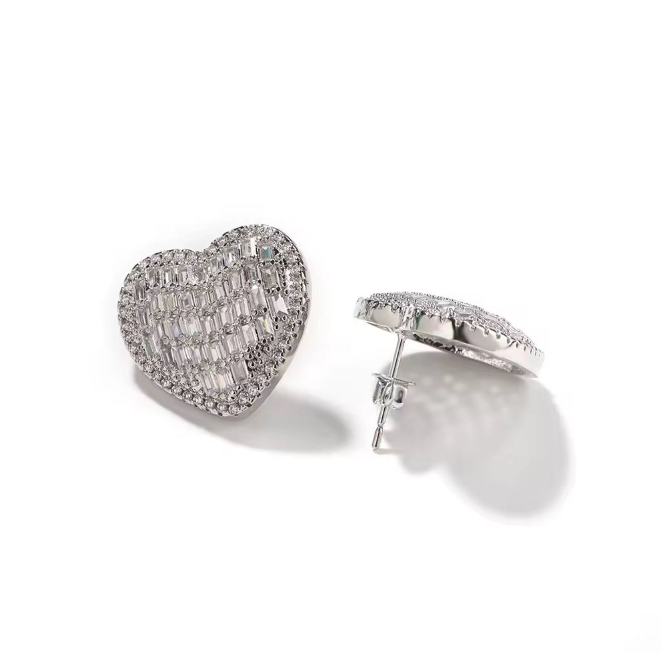 Baguette Heart Studs