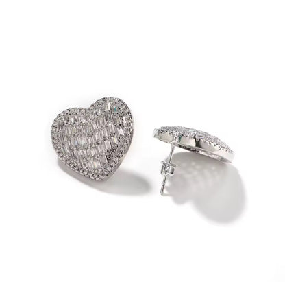 Baguette Heart Studs