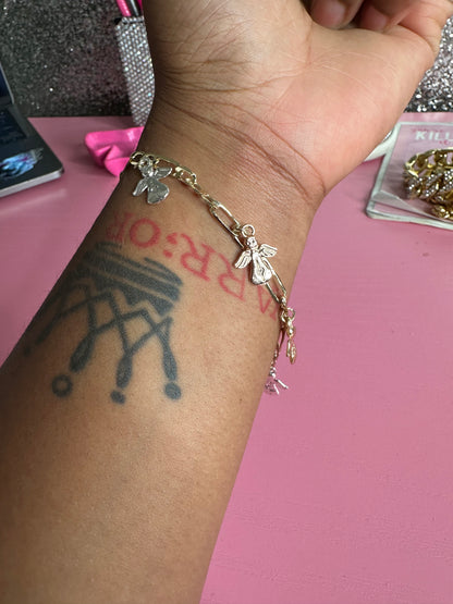 Tri gold angel bracelet