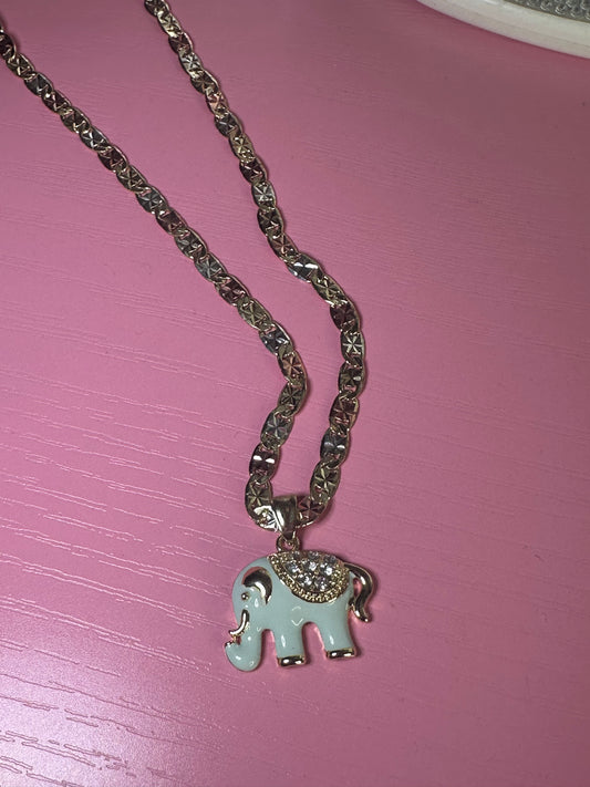 Tri gold elephant necklace