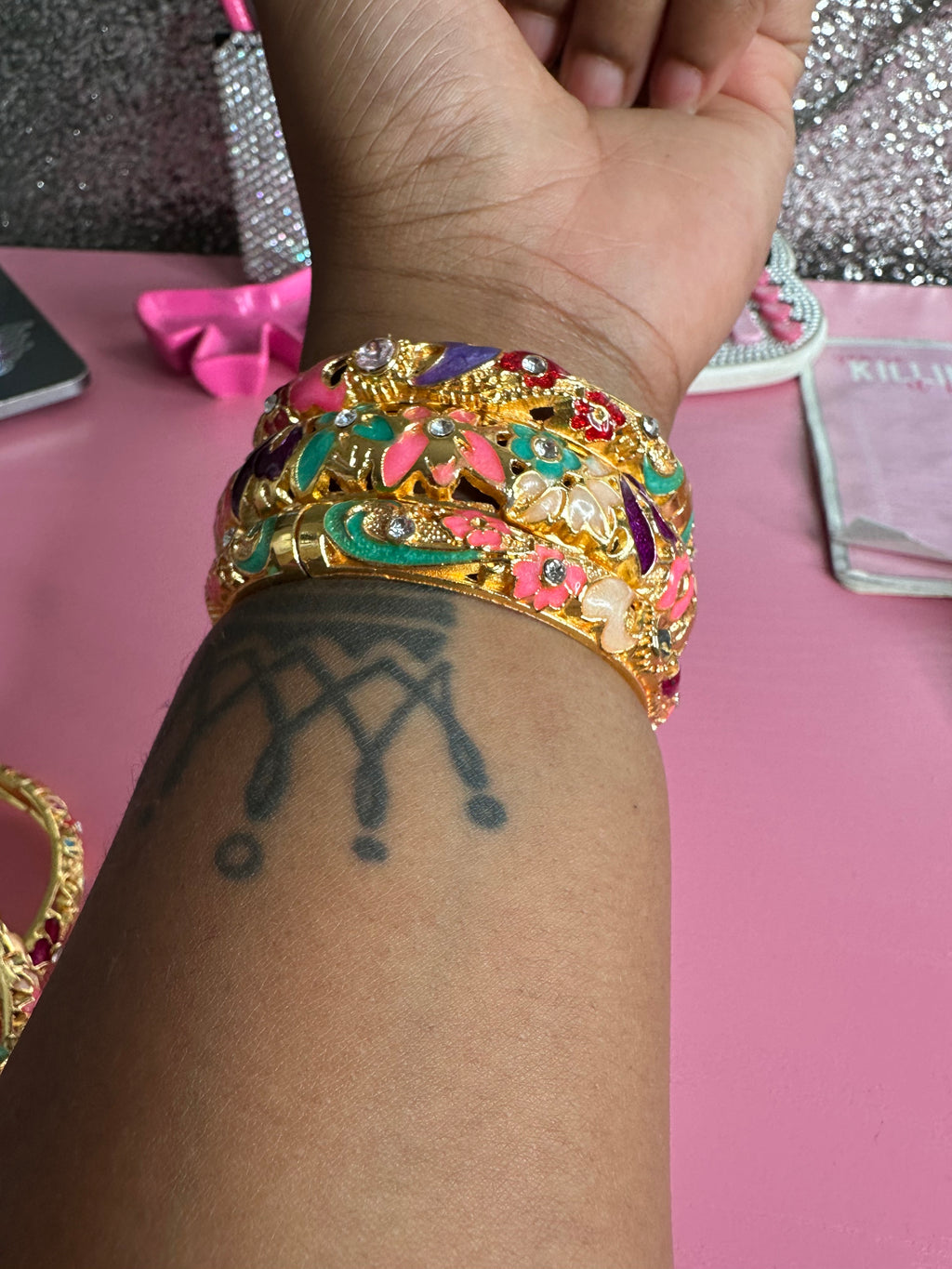 Colorful junk 3pc bangles