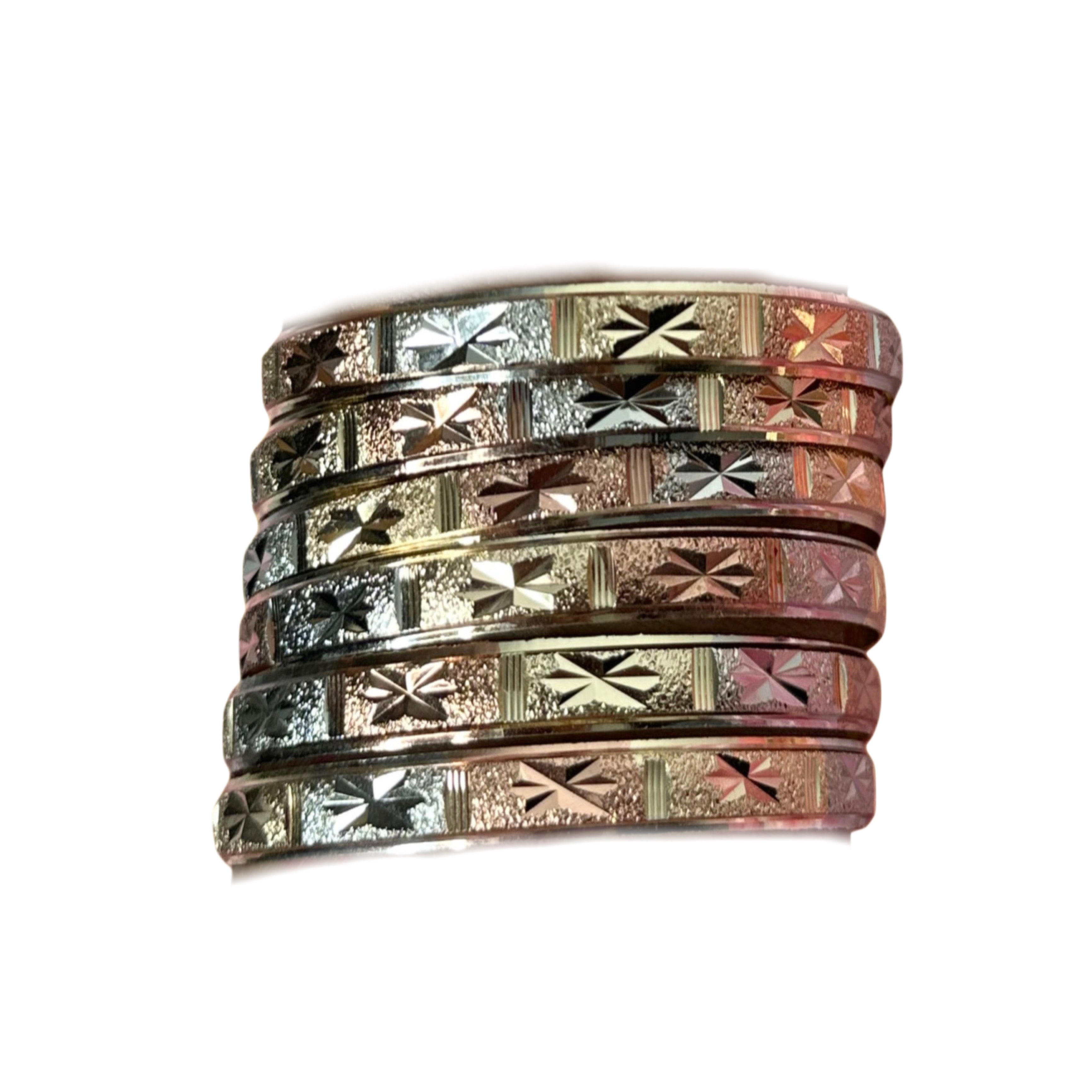 Tri gold bangles (6pc)
