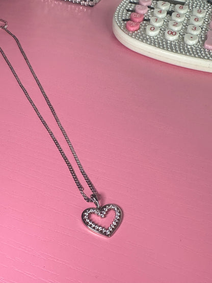 Silver open heart necklace