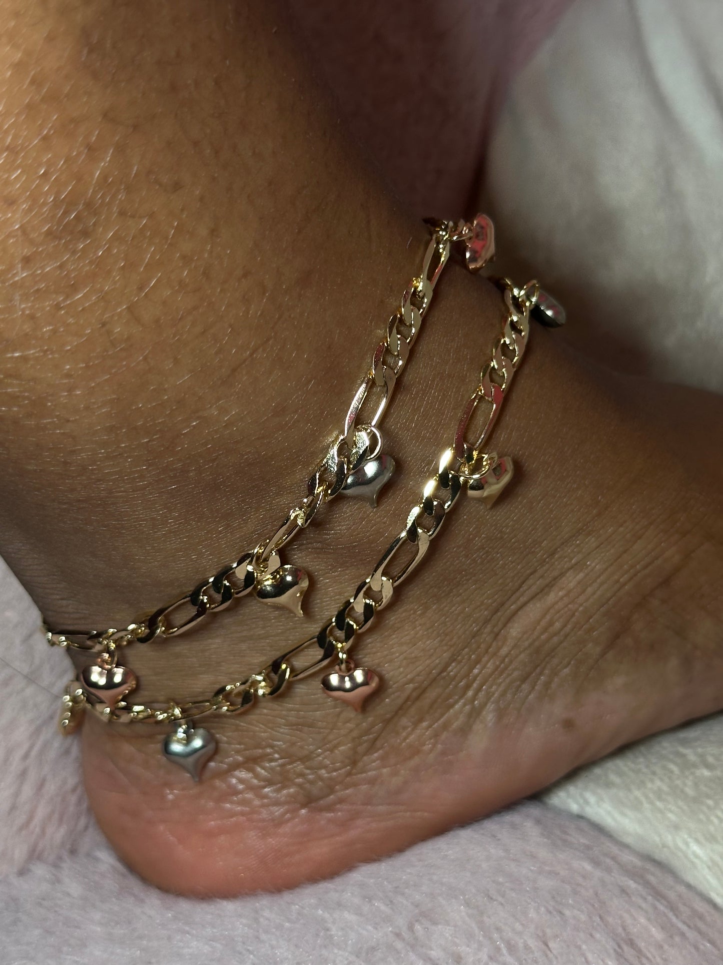 2pc Tri gold anklet