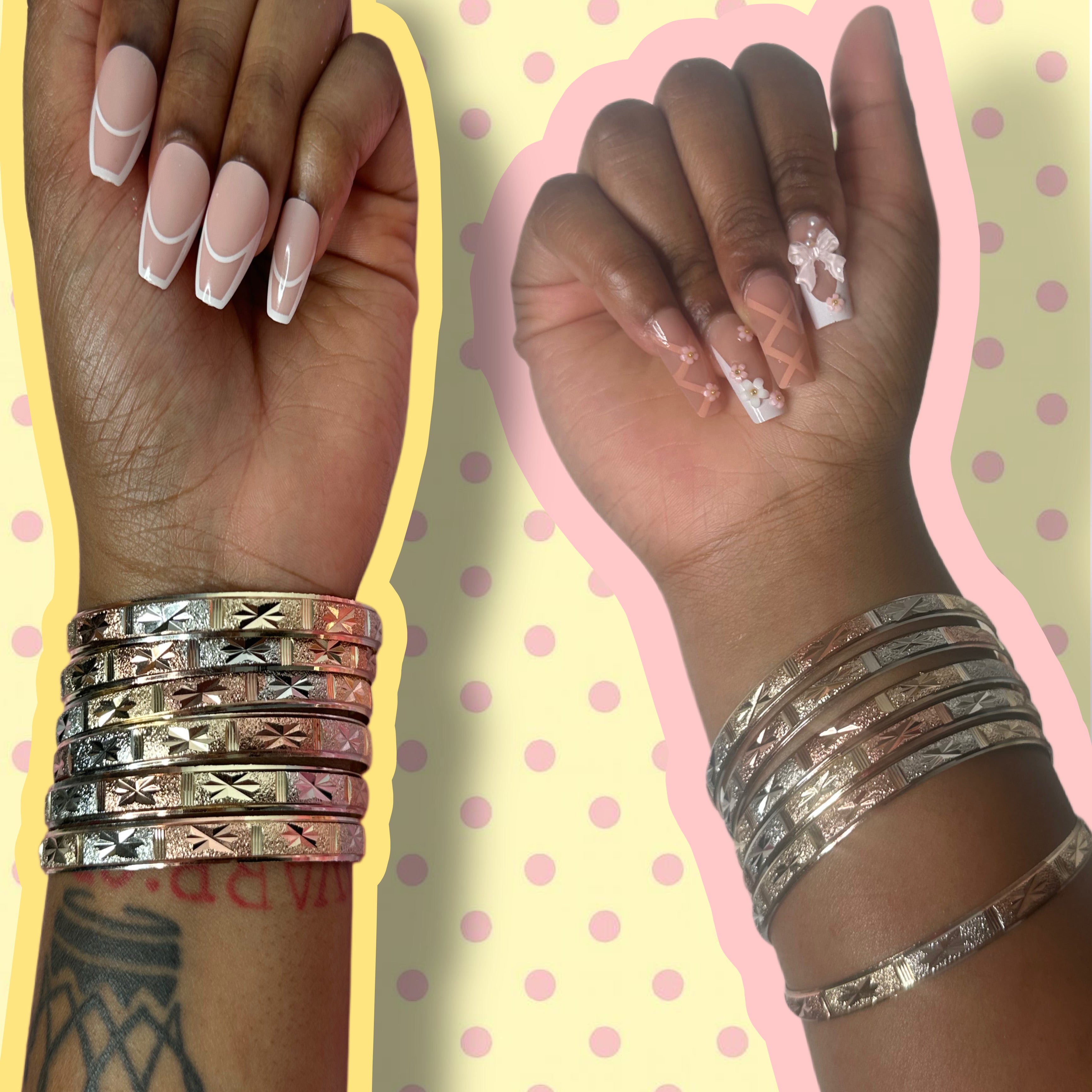 Tri gold bangles (6pc)