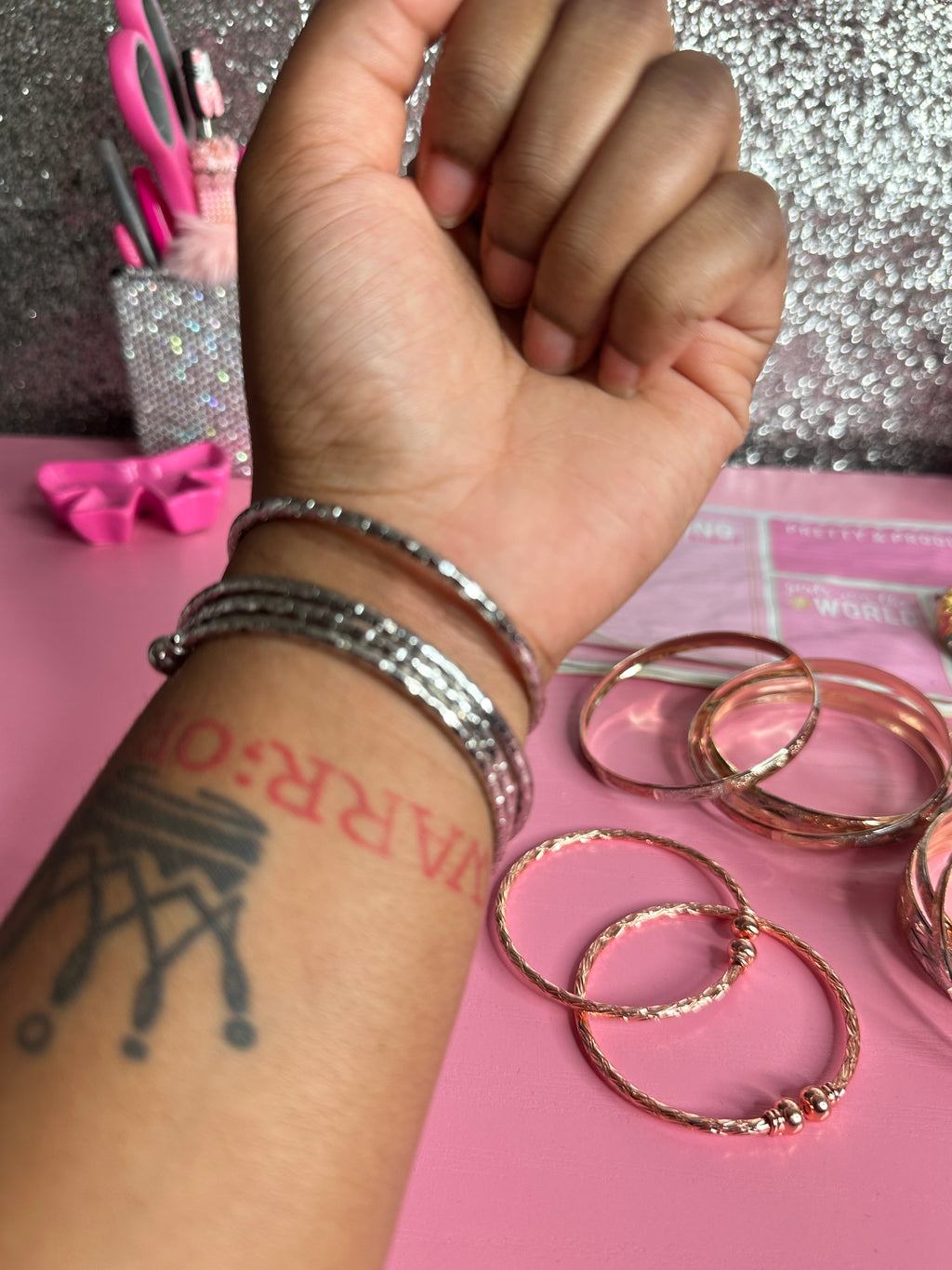 4pc silver adj bangle