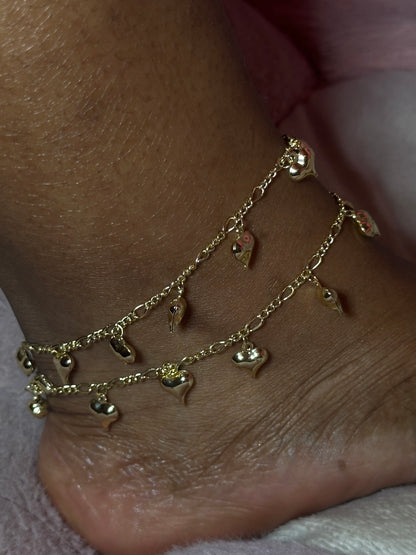 2pc mini hearts anklet
