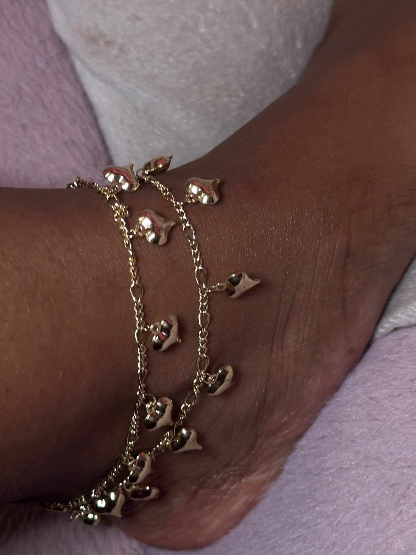 2pc mini hearts anklet