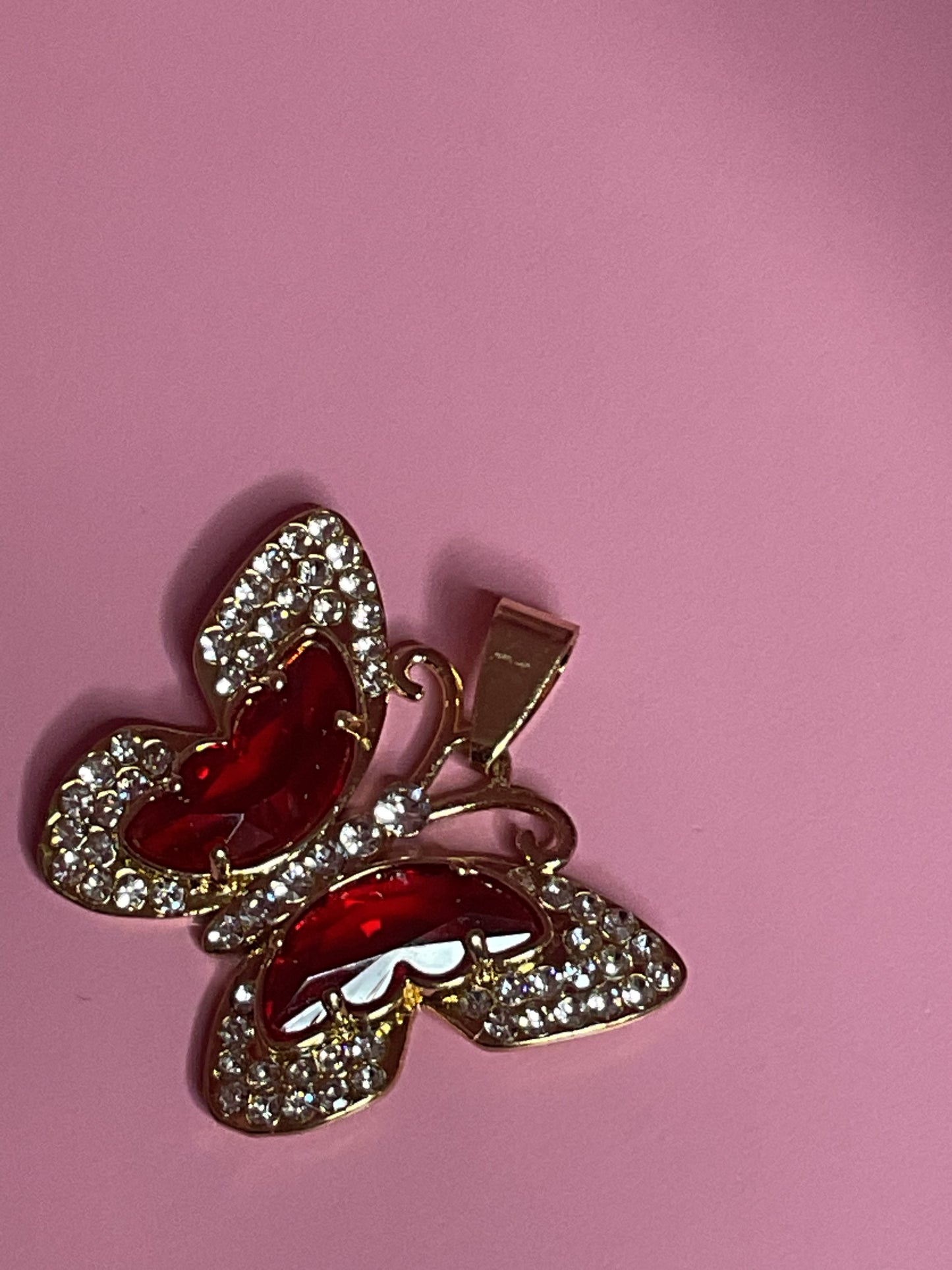red butterfly bling pendant