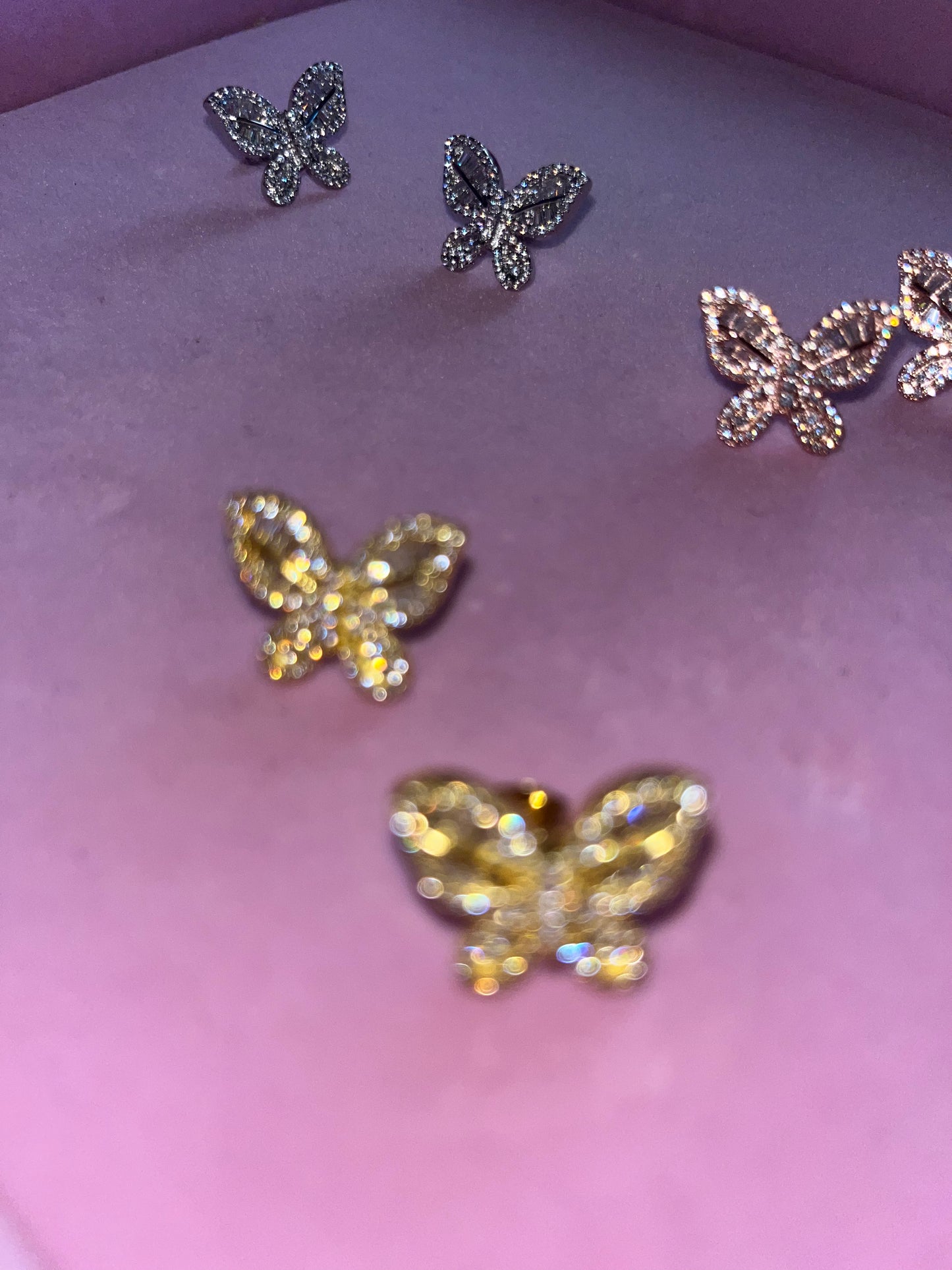 gold icy butterfly studs