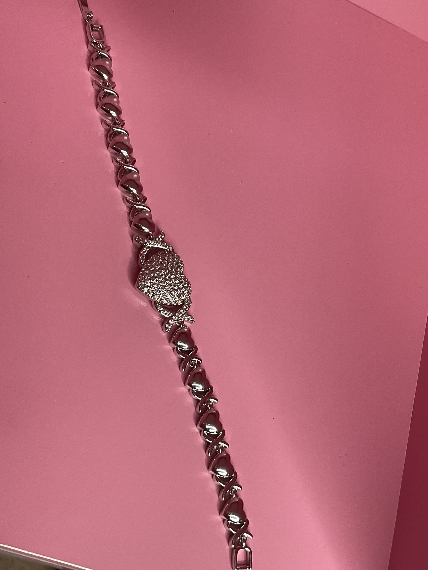 silver heart xo bracelet