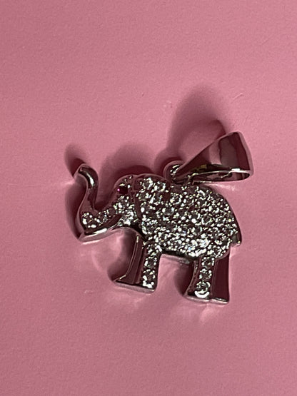 silver icy elephant pendant