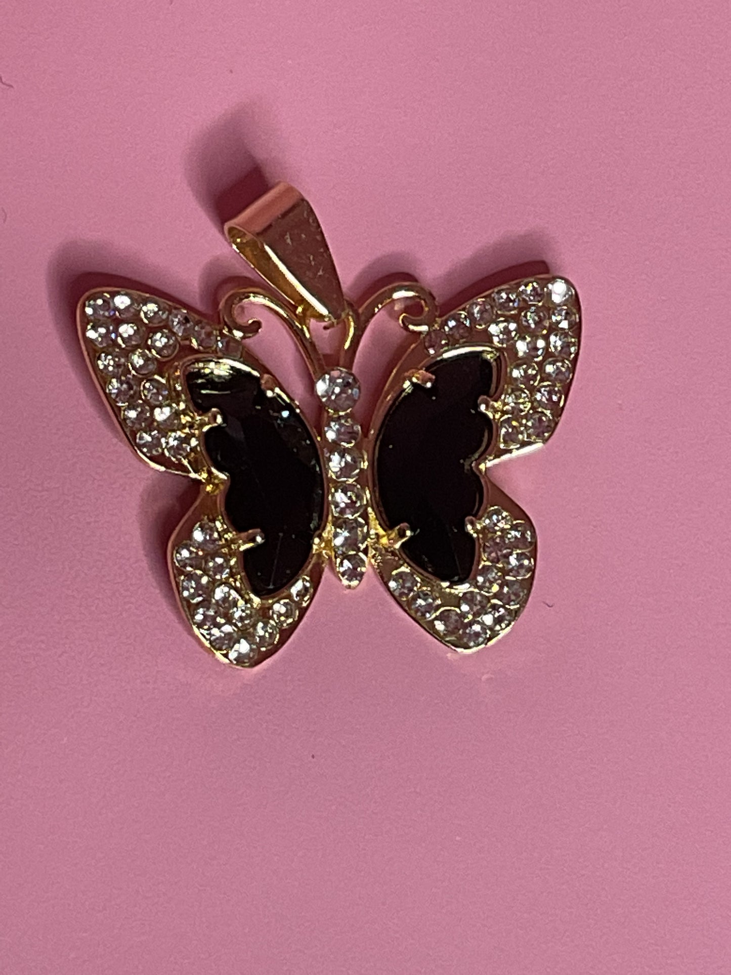black bling butterfly pendant