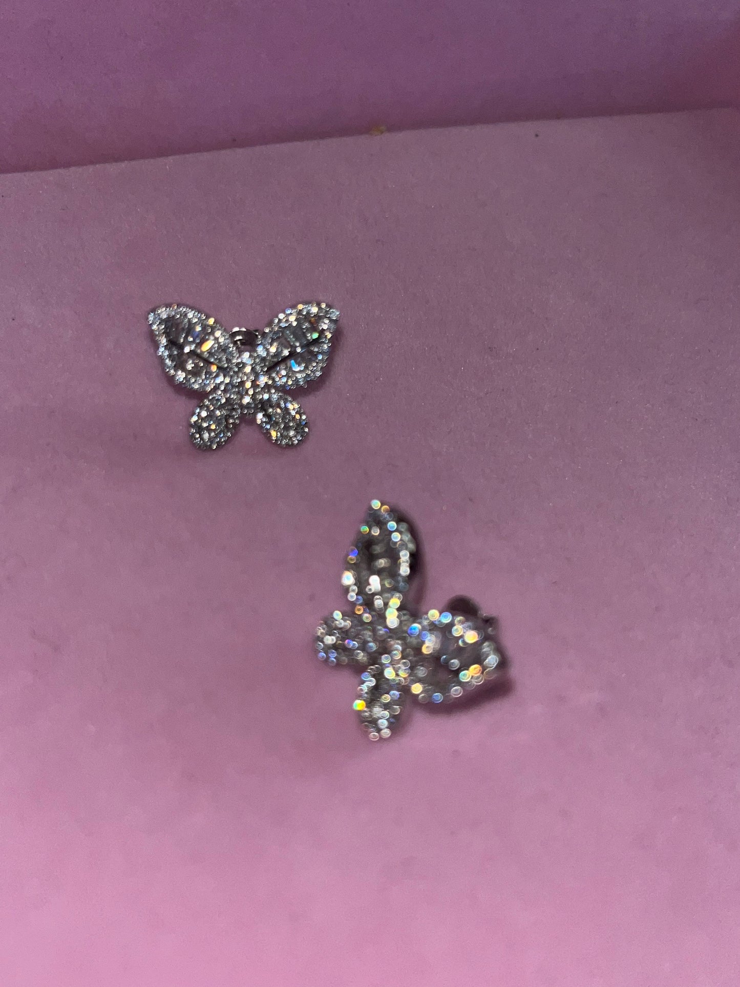 silver icy butterfly studs