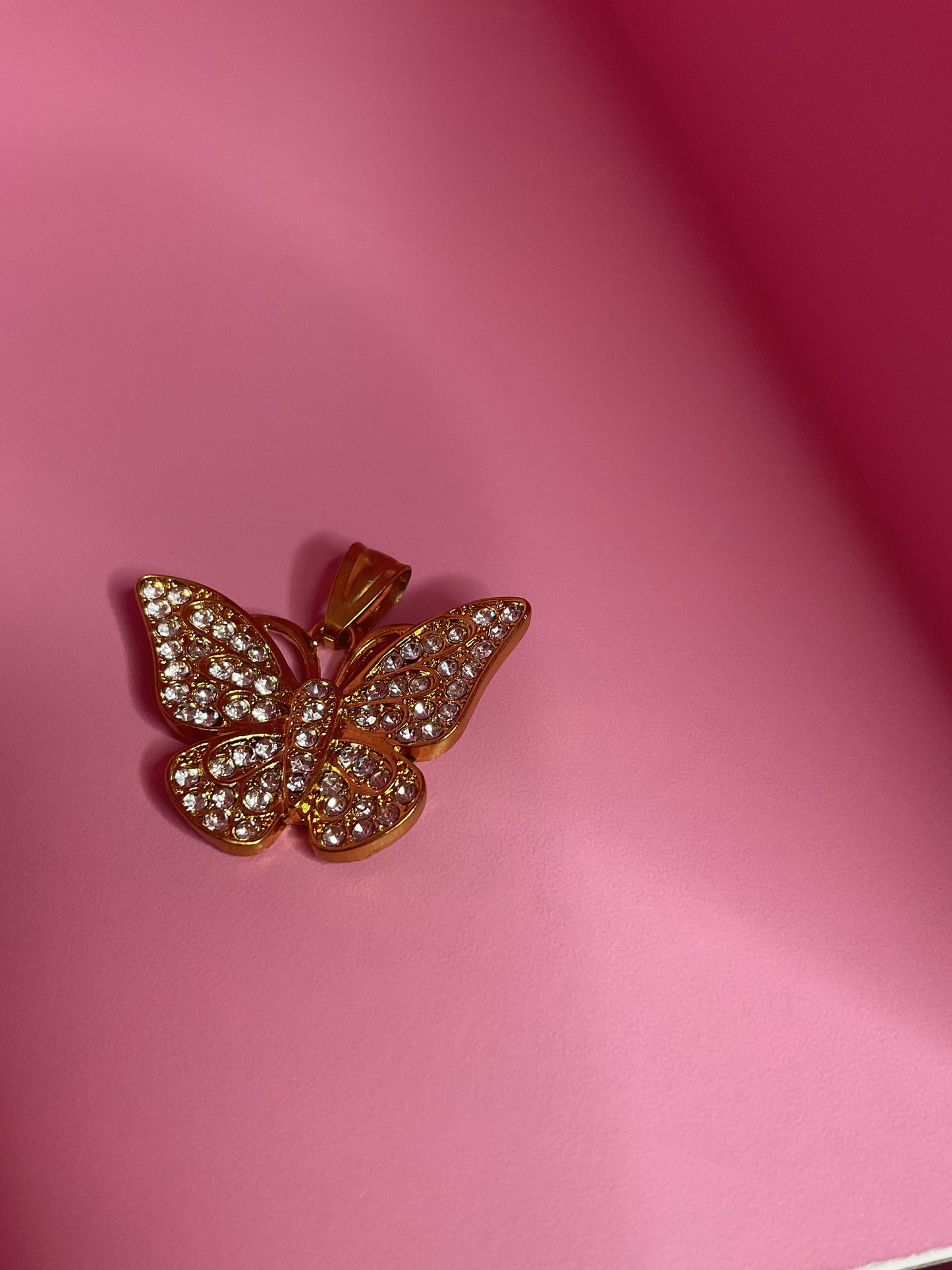 clear butterfly gold pendant