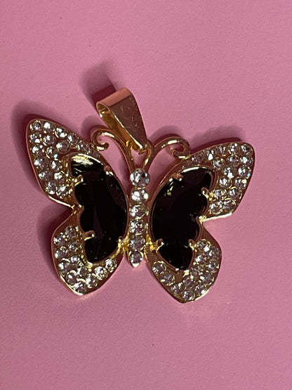 black bling butterfly pendant