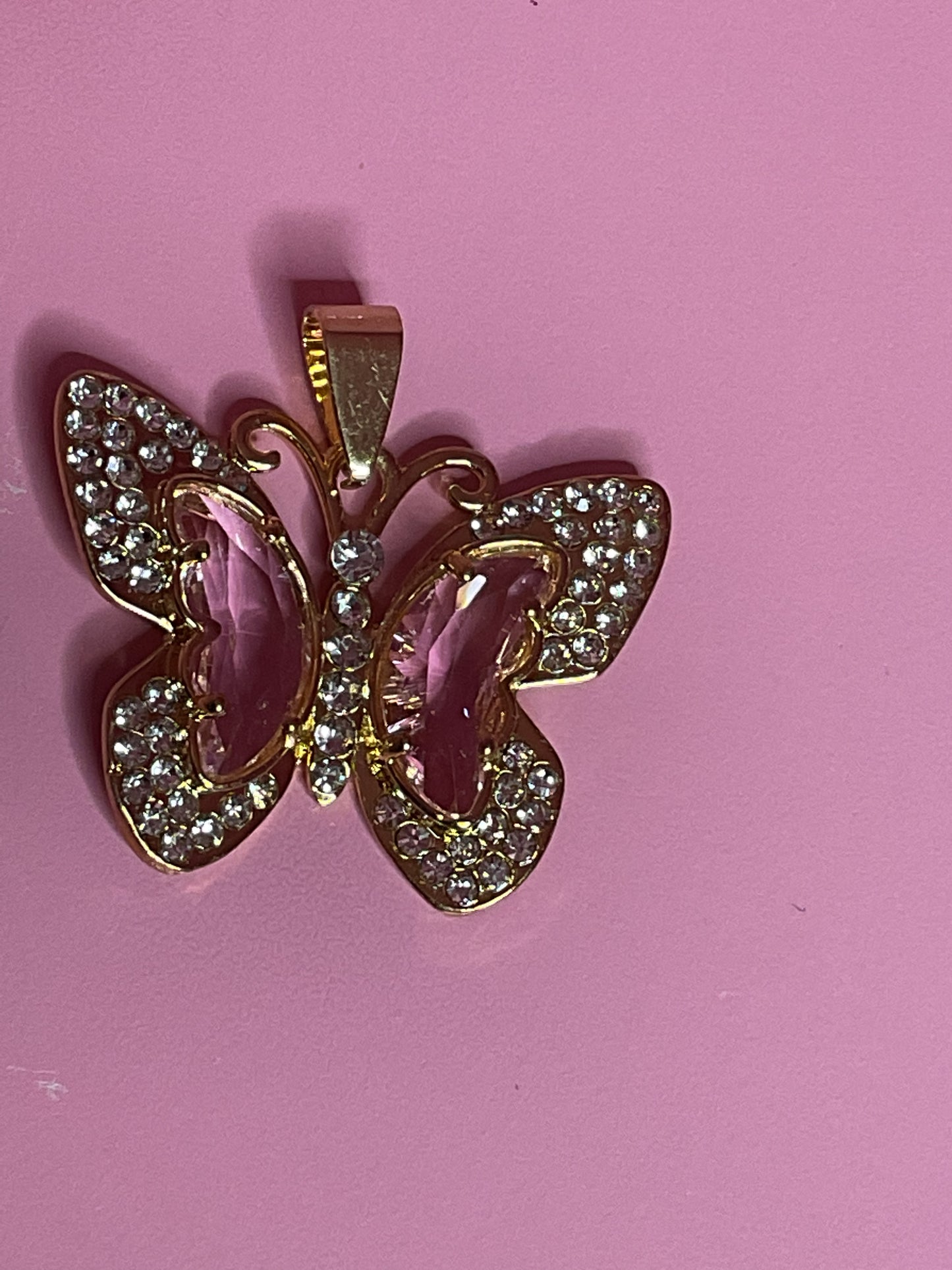 pink bling butterfly pendant