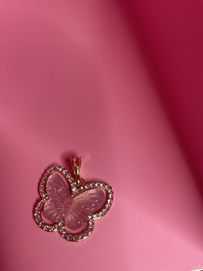 purple bling butterfly gold pendant
