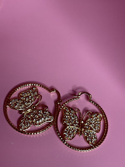 icy butterfly hoops